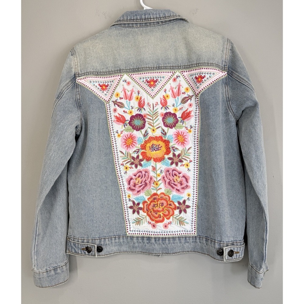 Savanna Jane Denim Trucker Jacket Women's Small Embroidered Back Detail
